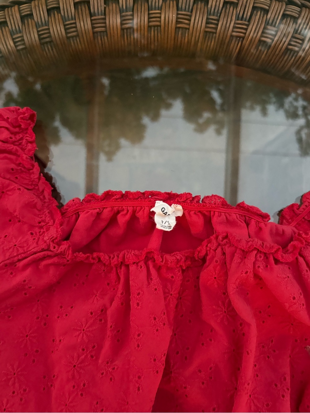 Garage Red Ruffled Eyelet Top - Picture 3 of 4